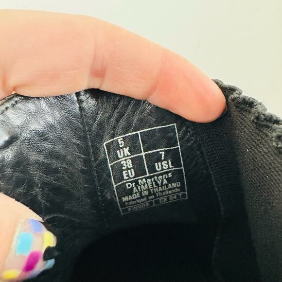 Dr Martens Aimelya Black And White Leather Chelsea Boots Women’s Size 7 - Picture 10 of 12